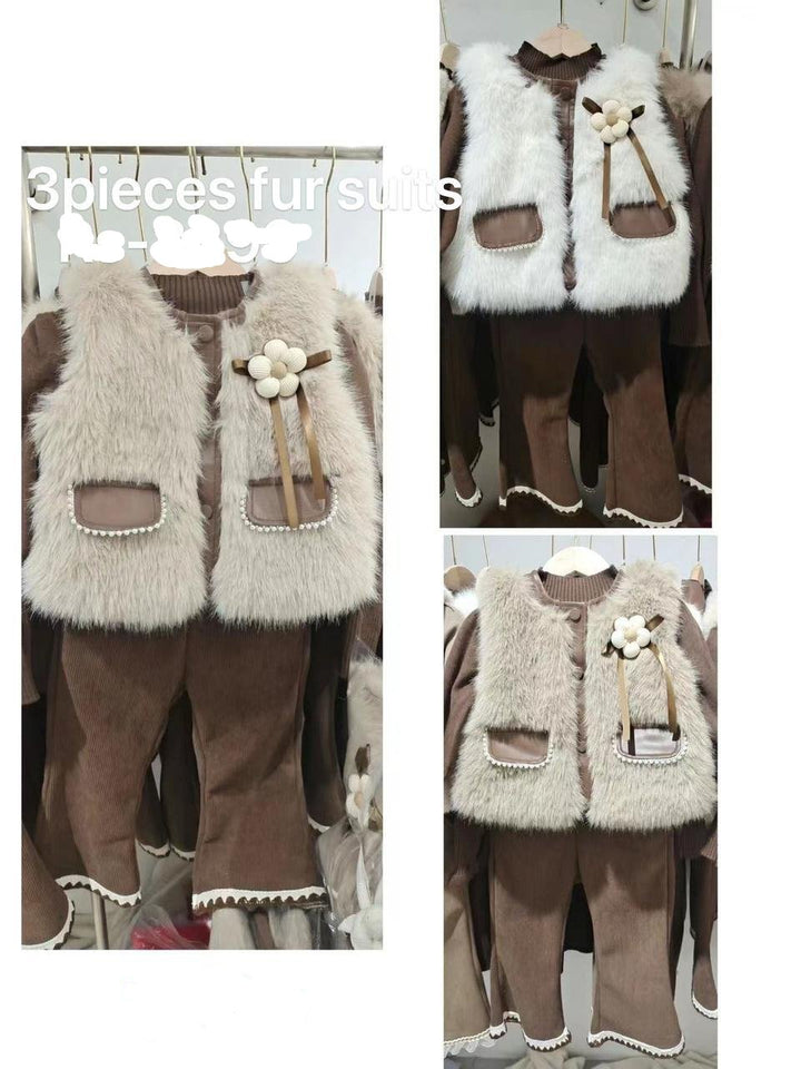 Girls Fur 3 Pc Suit