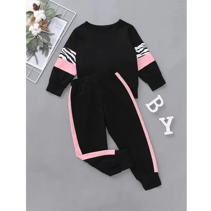 PINK & White Strip BlacTrack Suit LittleTwin BabyShop